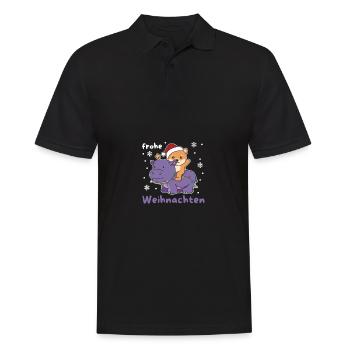 Weihnachts Hippo Shiba Inu frohe Weihnachten Hunde - Männer Poloshirt - Schwarz - Vorne - Kai (181cm)