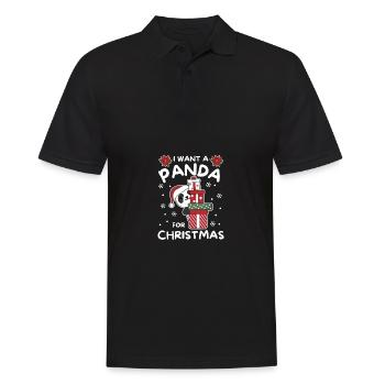 Je veux un panda pour Noël pandas mignons - Polo Homme - noir - Devant - Kai (181cm)