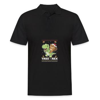 Merry Christmas ugly christmas Biber Tree Rex - Männer Poloshirt - Schwarz - Vorne - Kai (181cm)
