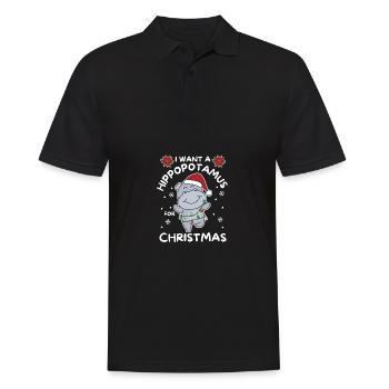 Ich will ein Flusspferd zu Weihnachten süße Hippos - Männer Poloshirt - Schwarz - Vorne - Kai (181cm)