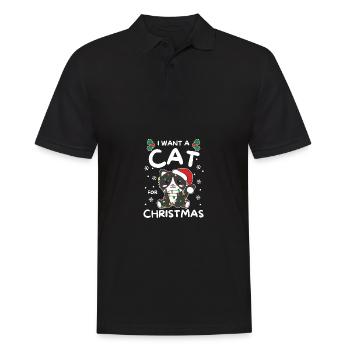 I want a cat for Christmas cute cats - Men's Polo Shirt - black - Front - Kai (181cm)