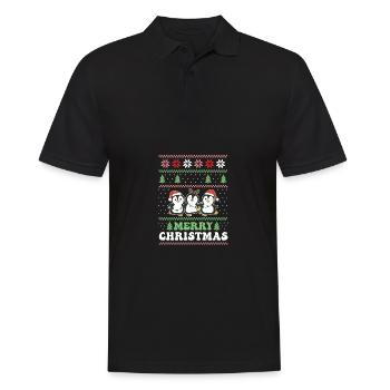 Joyeux Noël rétro moche pingouin de Noël - Polo Homme - noir - Devant - Kai (181cm)