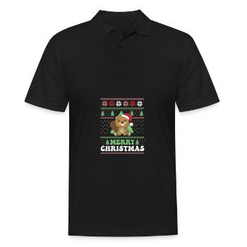 Merry Christmas retro ugly christmas beaver - Men's Polo Shirt - black - Front - Kai (181cm)