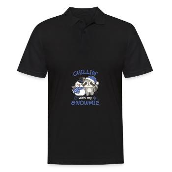 Raccoon Chillin avec mon bonhomme de neige - Polo Homme - noir - Devant - Kai (181cm)