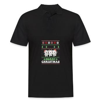 Merry Christmas retro ugly christmas polar bear - Men's Polo Shirt - black - Front - Kai (181cm)