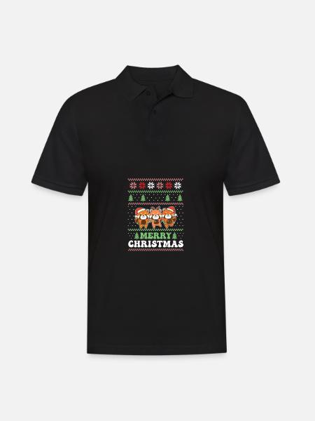 Merry Christmas retro ugly christmas Roter Panda - Männer Poloshirt - Schwarz