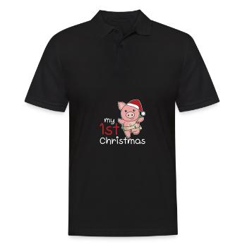 Cochon de Noël Cochons mon 1er Noël - Polo Homme - noir - Devant - Kai (181cm)