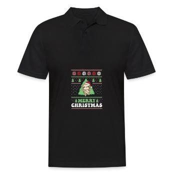Merry Christmas retro ugly christmas Faultier - Männer Poloshirt - Schwarz - Vorne - Kai (181cm)