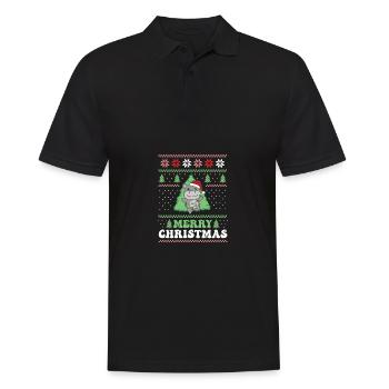 Merry Christmas retro ugly christmas Hippo - Men's Polo Shirt - black - Front - Kai (181cm)