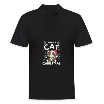 I want a cat for Christmas cute cats - Men's Polo Shirt - black - Front - Kai (181cm)