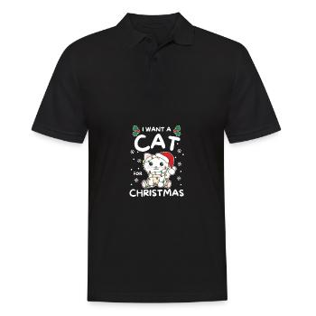 I want a cat for Christmas cute cats - Men's Polo Shirt - black - Front - Kai (181cm)