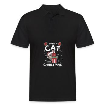 Ich will ein Siamesen Katze zu Weihnachten - Männer Poloshirt - Schwarz - Vorne - Kai (181cm)