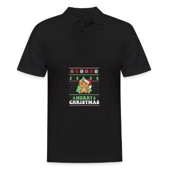 Merry Christmas retro ugly christmas Katze - Männer Poloshirt - Schwarz - Vorne - Kai (181cm)