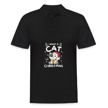 I want a cat for Christmas cute cats - Men's Polo Shirt - black - Front - Kai (181cm)