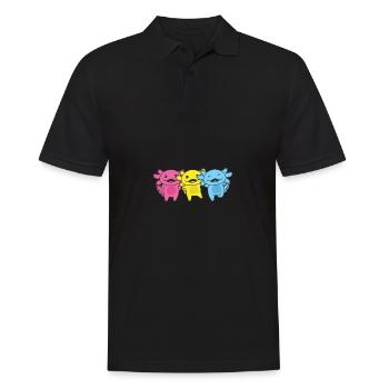 Pansexual Flag Pan Pride LGBTQ Axolotl - Men's Polo Shirt - black - Front - Kai (181cm)