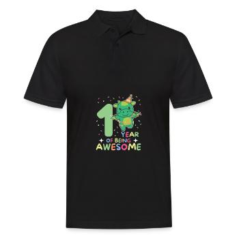 Drache zum 1. Geburtstag für Kinder ein Jahr alt - Männer Poloshirt - Schwarz - Vorne - Kai (181cm)