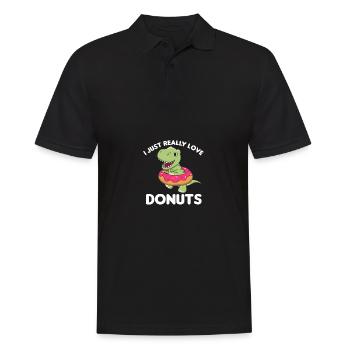 Süßer Dino T-Rex lustige Tiere in Donut Wortspiel - Männer Poloshirt - Schwarz - Vorne - Kai (181cm)