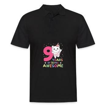 Cat for 9th birthday children nine years old - Men's Polo Shirt - black - Front - Kai (181cm)