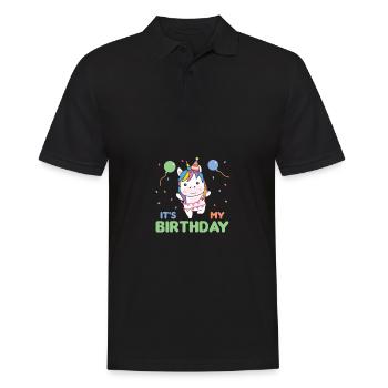 Unicorn for children's birthday it's my birthday - Men's Polo Shirt - black - Front - Kai (181cm)