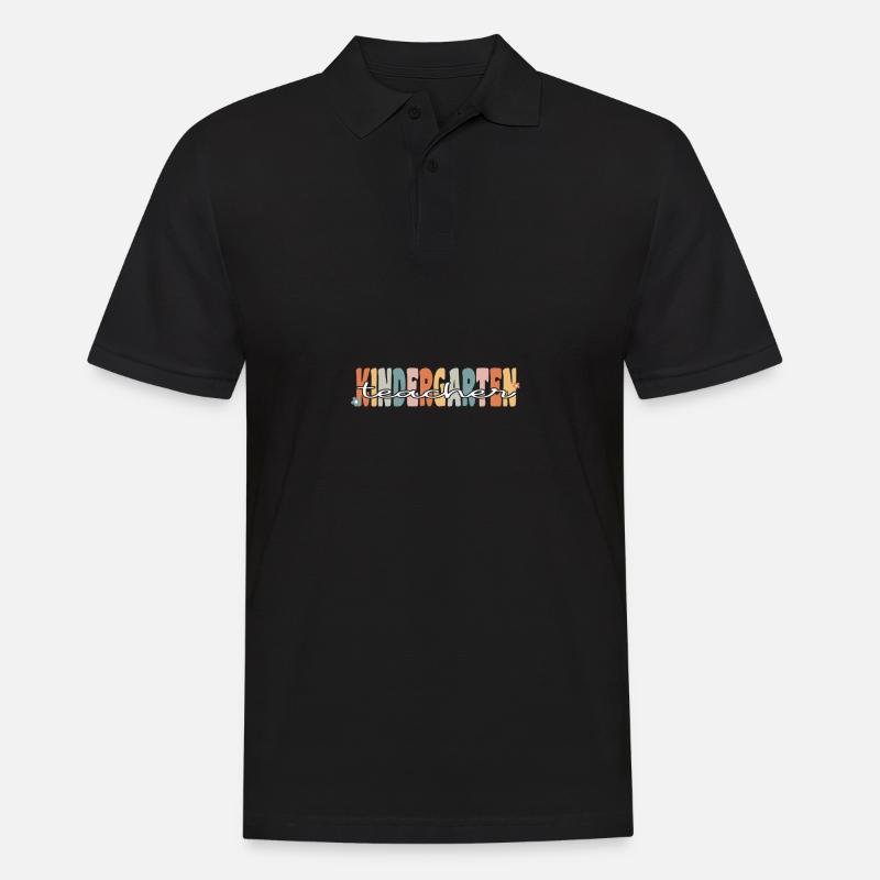 Kindergarten Lehrer Groovy Retro Lehrer Geschenk - Männer Poloshirt - Schwarz