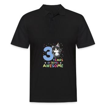 3rd birthday cat Children three years old - Men's Polo Shirt - black - Front - Kai (181cm)