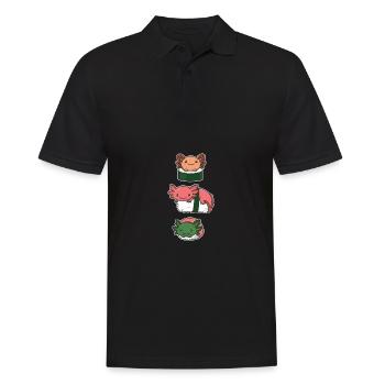Sushi Axolotls kawaii Sushi Axolotl - Männer Poloshirt - Schwarz - Vorne - Kai (181cm)
