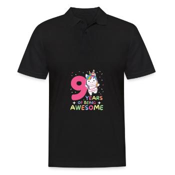 Unicorn for 9th birthday children nine years old - Men's Polo Shirt - black - Front - Kai (181cm)
