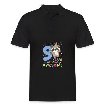 Raccoon for 9th birthday children nine years old - Men's Polo Shirt - black - Front - Kai (181cm)