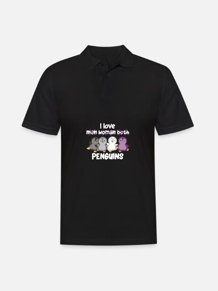 Asexual Flag Pride LGBTQ süßer Pinguin - Männer Poloshirt - Schwarz