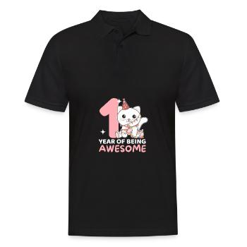 Cat for 1st birthday for children one year old - Men's Polo Shirt - black - Front - Kai (181cm)