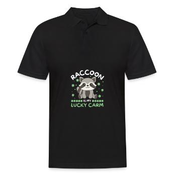 Raccoon is my lucky carm Shamrock St Patricks - Men's Polo Shirt - black - Front - Kai (181cm)