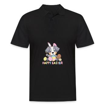 joyeuses Pâques douces Berger australien Pâques avec - Polo Homme - noir - Devant - Kai (181cm)
