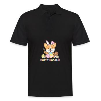 joyeuses Pâques doux corgi Pâques avec œufs de Pâques - Polo Homme - noir - Devant - Kai (181cm)