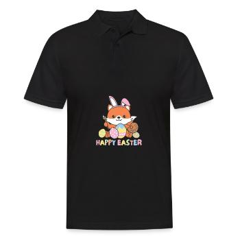 joyeuse Pâques doux renard Pâques avec œufs de Pâques - Polo Homme - noir - Devant - Kai (181cm)