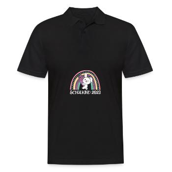 Schulkind 2023 Einschulung Hase Schule - Männer Poloshirt - Schwarz - Vorne - Kai (181cm)
