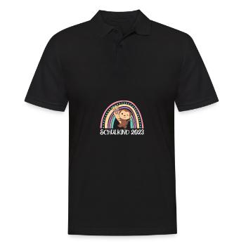 Schulkind 2023 Einschulung Affe Schule - Männer Poloshirt - Schwarz - Vorne - Kai (181cm)