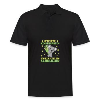 bye bye Kindergarten ich bin jetzt ein Schulkind - Männer Poloshirt - Schwarz - Vorne - Kai (181cm)