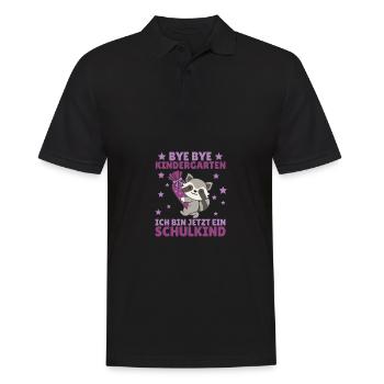 bye bye Kindergarten ich bin jetzt ein Schulkind - Männer Poloshirt - Schwarz - Vorne - Kai (181cm)