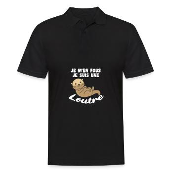 Je m'en fous je suis une loutre - süßer Otter - Männer Poloshirt - Schwarz - Vorne - Kai (181cm)