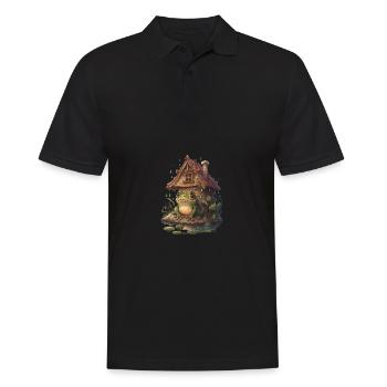 Cottagecore esthétique grenouille dans les bois avec cabane - Polo Homme - noir - Devant - Kai (181cm)