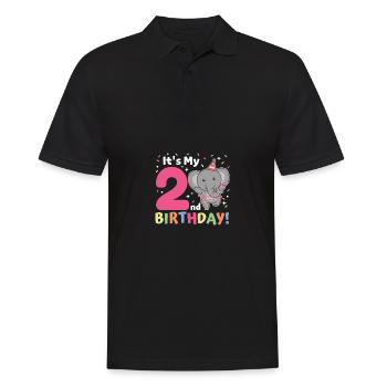 Elefant zum 2. Geburtstag Kinder zwei Jahre alt - Männer Poloshirt - Schwarz - Vorne - Kai (181cm)