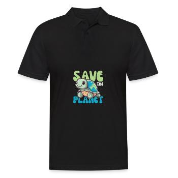 Tortue avec la protection de l’environnement de la terre sauver la planète - Polo Homme - noir - Devant - Kai (181cm)