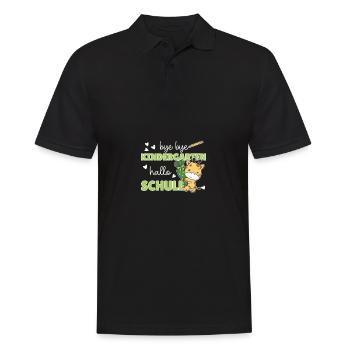 bye bye Kindergarten hallo Schule Giraffe - Männer Poloshirt - Schwarz - Vorne - Kai (181cm)