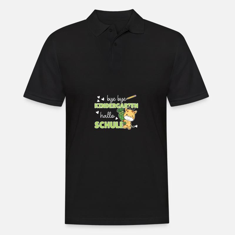 bye bye Kindergarten hallo Schule Giraffe - Männer Poloshirt - Schwarz