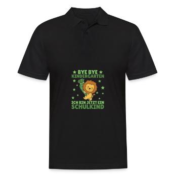 bye bye Kindergarten ich bin jetzt ein Schulkind - Männer Poloshirt - Schwarz - Vorne - Kai (181cm)