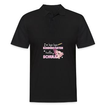 bye bye Kindergarten hallo Schule Axolotl - Männer Poloshirt - Schwarz - Vorne - Kai (181cm)