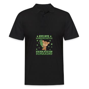 bye bye Kindergarten ich bin jetzt ein Schulkind - Männer Poloshirt - Schwarz - Vorne - Kai (181cm)
