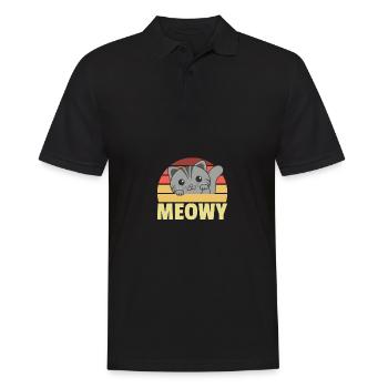 kawaii cat mignon manga anime chats rétro miaou - Polo Homme - noir - Devant - Kai (181cm)