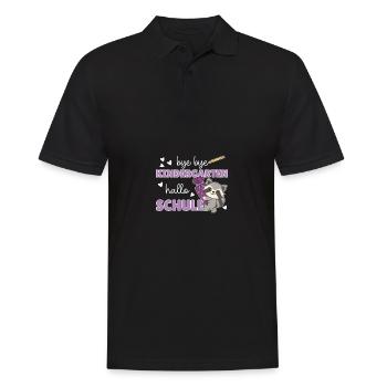bye bye Kindergarten hallo Schule Waschbär - Männer Poloshirt - Schwarz - Vorne - Kai (181cm)