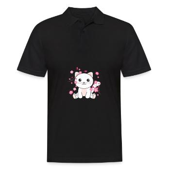 Chat animaux mignons pour enfants kawaii - Polo Homme - noir - Devant - Kai (181cm)